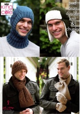 Knitting Pattern - King Cole 3445 - Aran, DK, Chunky - Men's Hats, Balaclava, Scarves and Gloves